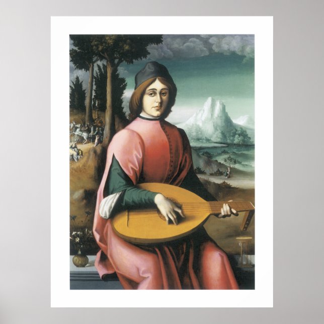 Portrait of a Young Man with a Lute Poster (Front)
