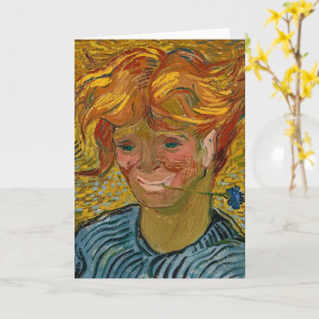 Portrait of a Young Man with Cornflower, Van Gogh Card (Yellow Flower)