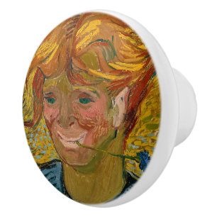 Portrait of a Young Man with Cornflower, Van Gogh Ceramic Knob