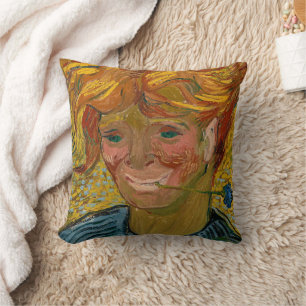 Portrait of a Young Man with Cornflower, Van Gogh Throw Pillow