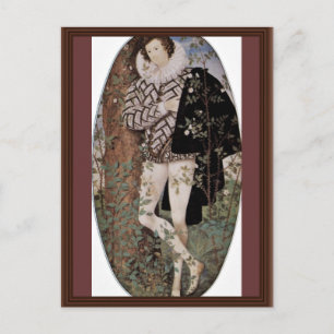 Portrait Of A Young Man With Roses Oval By Nichola Postcard