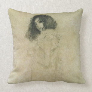 Portrait of a young woman, 1896-97 throw pillow