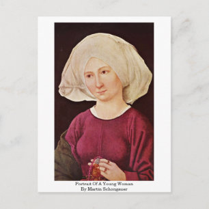 Portrait Of A Young Woman By Martin Schongauer Postcard