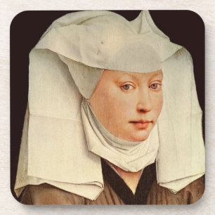 Portrait of a Young Woman in a Pinned Hat, c.1435 Coaster