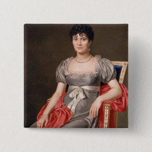 Portrait of a Young Woman Seated Three-Quarter Len 2 Inch Square Button