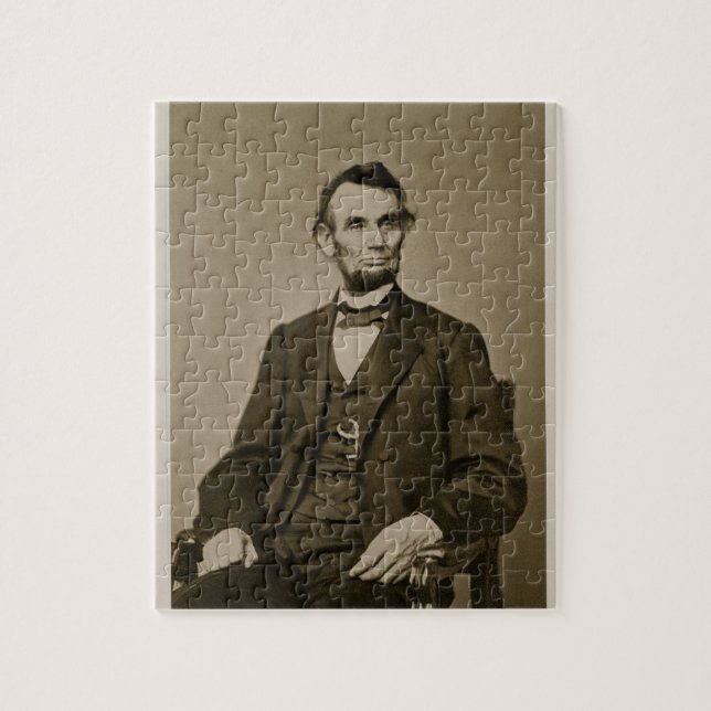 Portrait of Abraham Lincoln (1809-65) (b/w photo) Jigsaw Puzzle (Vertical)