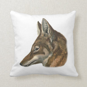 Portrait of Abyssinian Wolf Throw Pillow