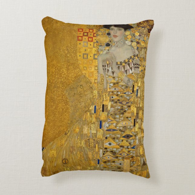 Portrait of Adele Bloch-Bauer I by Gustav Klimt Accent Pillow (Back(Vertical))