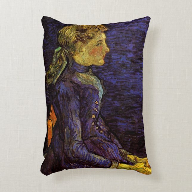 Portrait of Adeline Ravoux by Vincent van Gogh Accent Pillow (Front(Vertical))