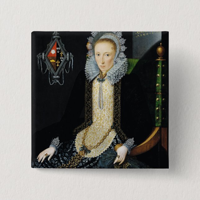 Portrait of Adriana van Nesse, 1611 2 Inch Square Button (Front)