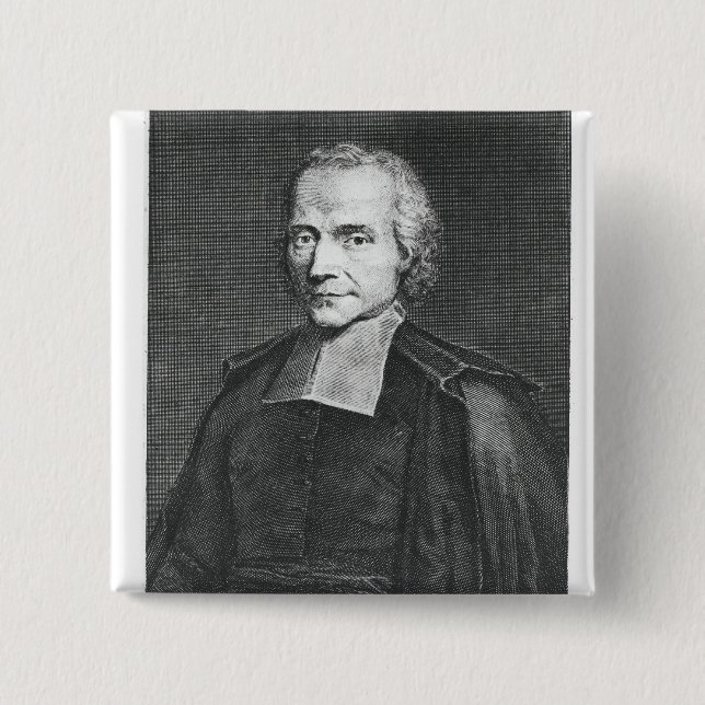 Portrait of Adrien Baillet 2 Inch Square Button (Front)