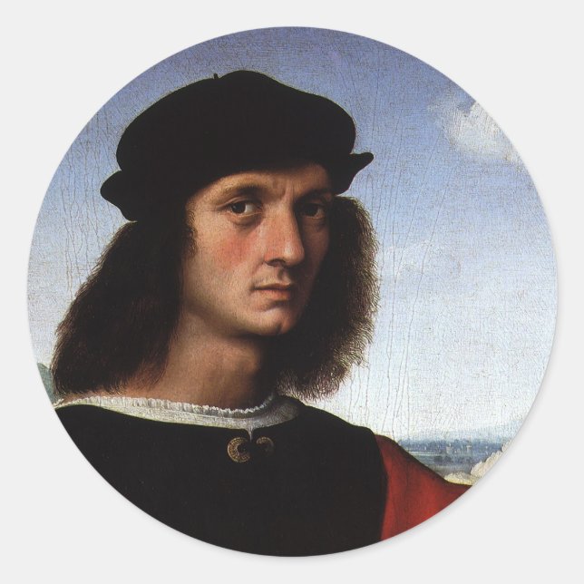 Portrait of Agnolo Doni by Raphael Sanzio Classic Round Sticker (Front)
