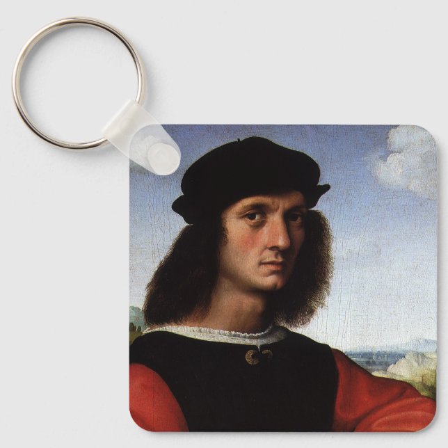 Portrait of Agnolo Doni by Raphael Sanzio Keychain (Front)