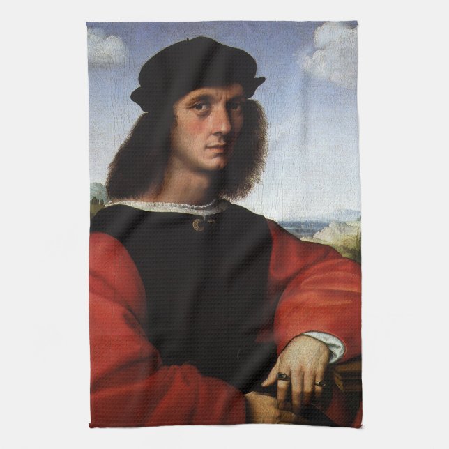 Portrait of Agnolo Doni by Raphael Sanzio Kitchen Towel (Vertical)