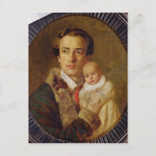 Portrait of Alexander Herzen with his son, 1840 Postcard