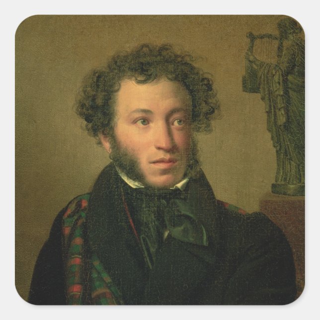 Portrait of Alexander Pushkin, 1827 Square Sticker (Front)