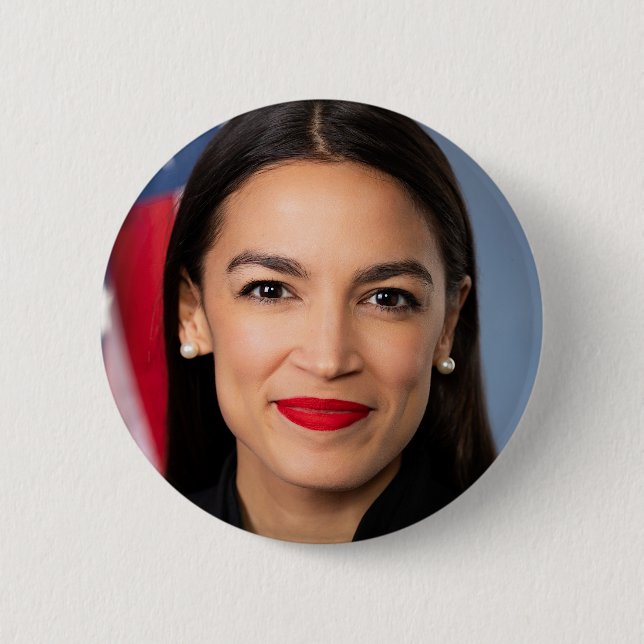 Portrait of Alexandria Ocasio Cortez 2 Inch Round Button (Front)