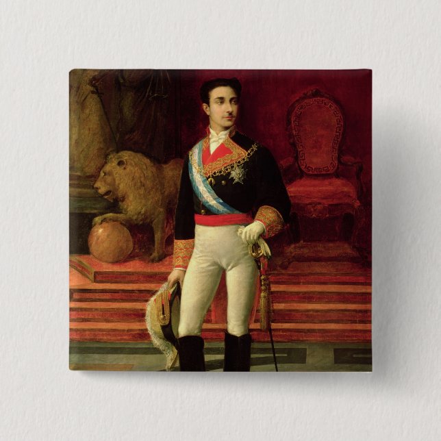 Portrait of Alfonso XII  1876 2 Inch Square Button (Front)