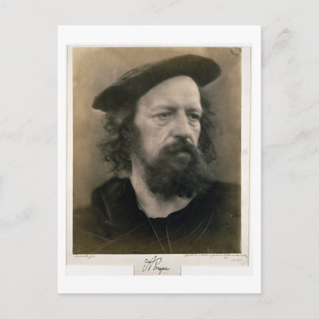 Portrait of Alfred, Lord Tennyson (1809-92) (b/w p Postcard (Front)