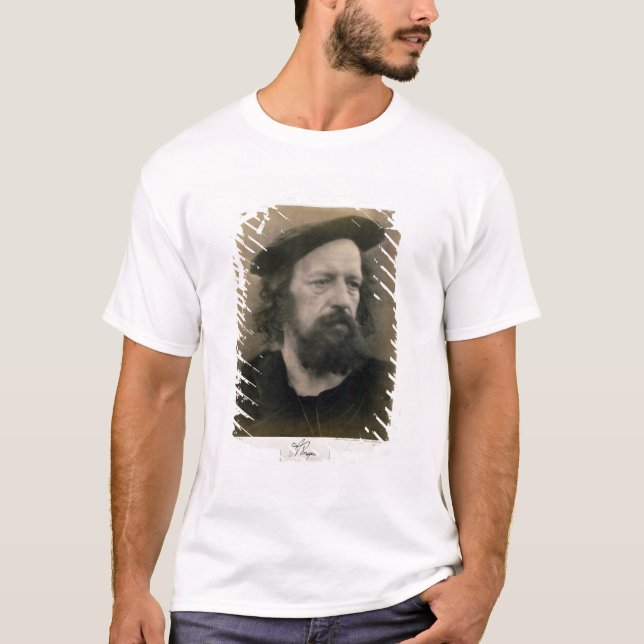 Portrait of Alfred, Lord Tennyson (1809-92) (b/w p T-Shirt (Front)