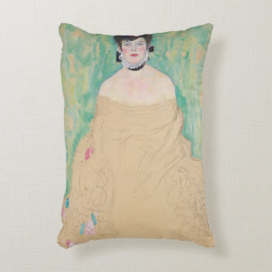 Portrait of Amalie Zuckerkandl by Gustav Klimt Accent Pillow