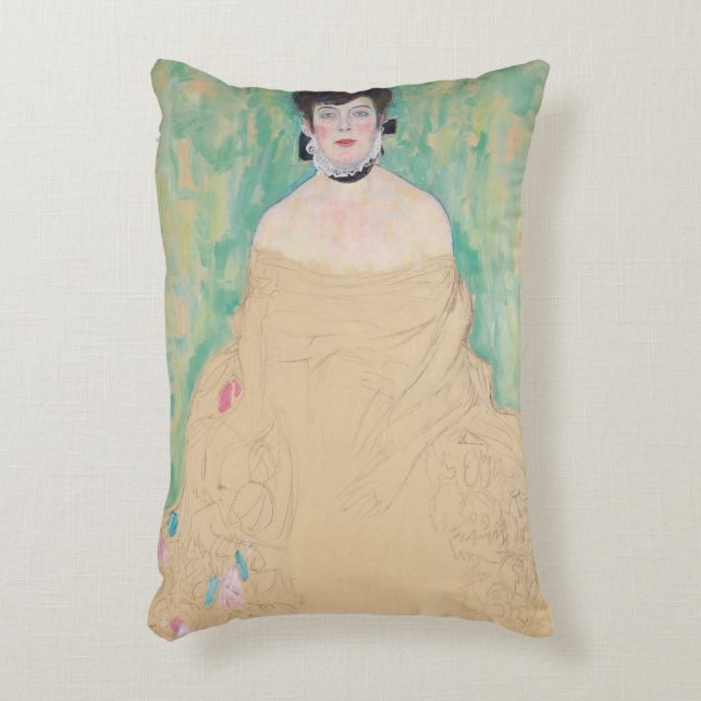 Portrait of Amalie Zuckerkandl by Gustav Klimt Accent Pillow (Front(Vertical))
