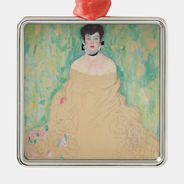 Portrait of Amalie Zuckerkandl by Gustav Klimt Metal Ornament (Front)