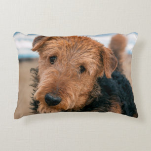 Portrait of an Airedale Terrier Decorative Pillow