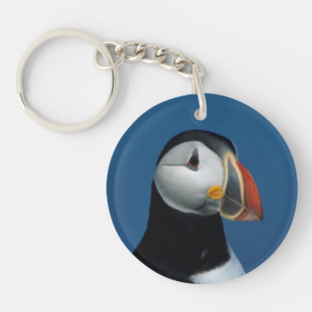 Portrait of an Atlantic Puffin Keychain (Front)