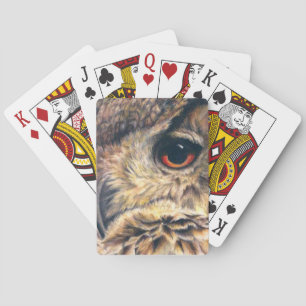 Portrait of an eagle owl fine art playing cards