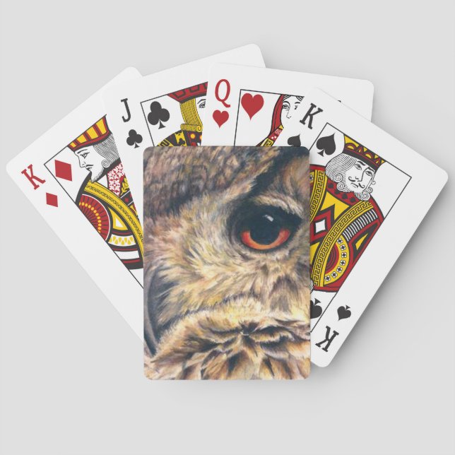 Portrait of an eagle owl fine art playing cards (Back)