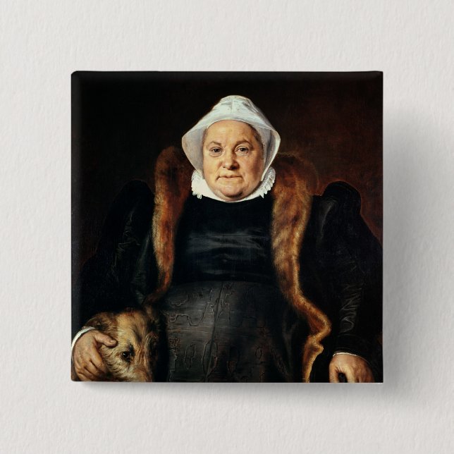 Portrait of an Elderly Woman 2 Inch Square Button (Front)