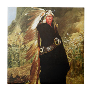 Portrait of an Indian Chief Tile