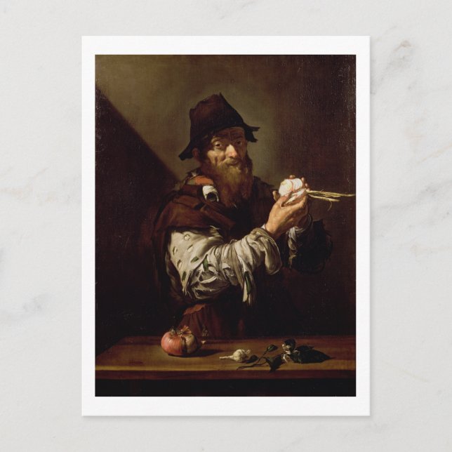 Portrait of an Old Man with an Onion (oil on canva Postcard (Front)