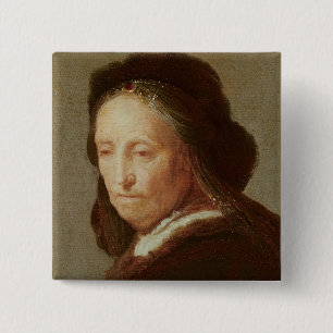 Portrait of an old Woman, c.1600-1700 2 Inch Square Button