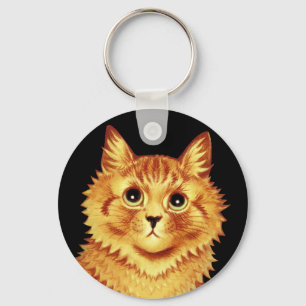 Portrait of an orange cat by Louis Wain  Keychain