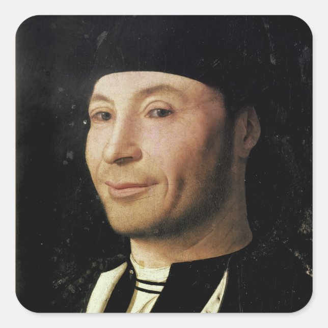 Portrait of an Unknown Man Square Sticker (Front)