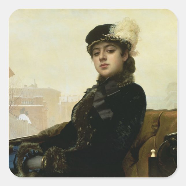 Portrait of an Unknown Woman, 1883 Square Sticker (Front)