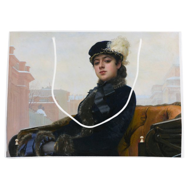Portrait of an Unknown Woman, Ivan Kramskoi Large Gift Bag (Front)