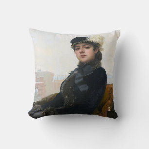 Portrait of an Unknown Woman, Ivan Kramskoi Throw Pillow