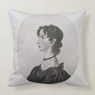 Portrait of Anne Bronte (1820-49) from a drawing i Throw Pillow