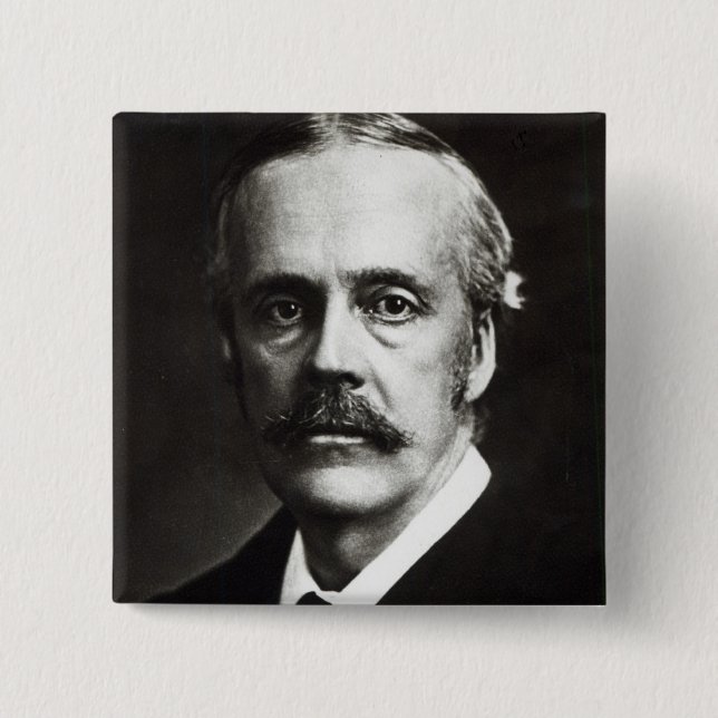 Portrait of Arthur James Balfour 2 Inch Square Button (Front)