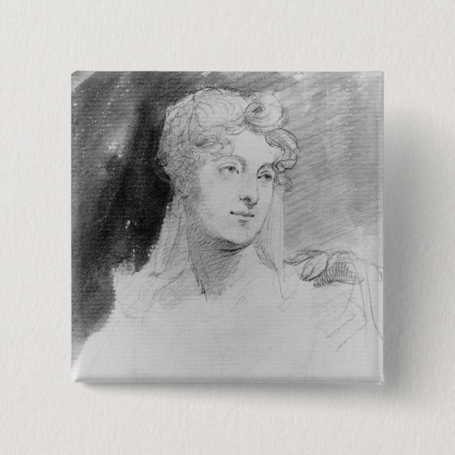 Portrait of Augusta Leigh 2 Inch Square Button (Front)
