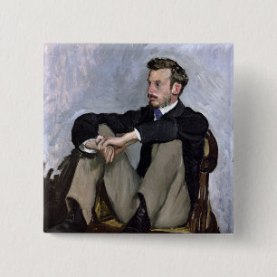 Portrait of Auguste Renoir , 1867 2 Inch Square Button