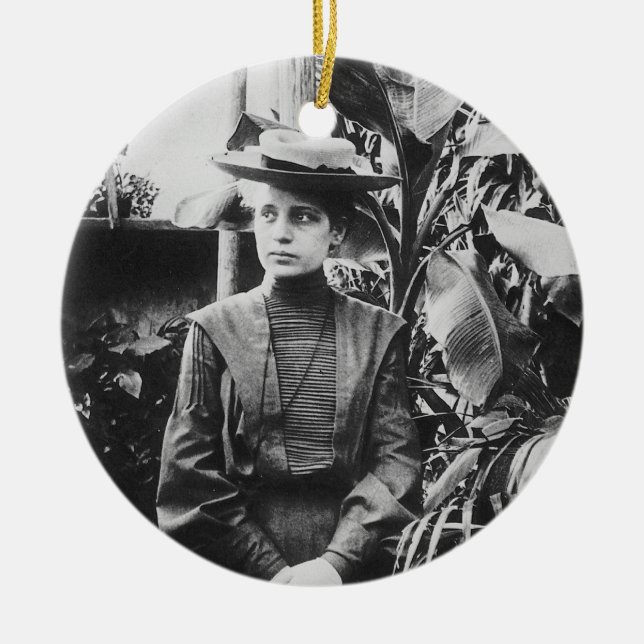 Portrait of Austrian physicist Lise Meitner Ceramic Ornament (Front)