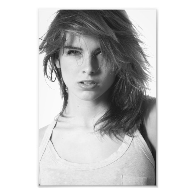 Portrait of Beautiful Girl in a Black and White  Photo Print (Front)