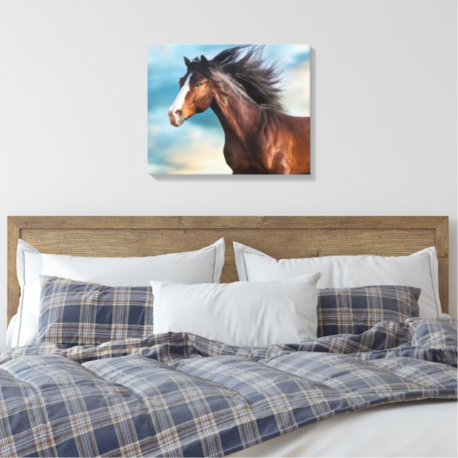  Portrait of Beautiful Horse with Long Mane        Canvas Print (Insitu(Bedroom))