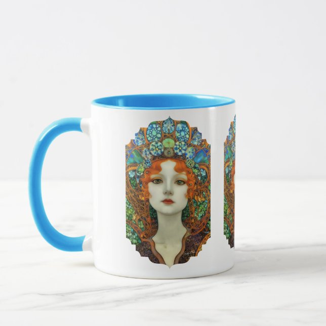 Portrait of Beautiful Woman in Stained Glass Style Mug (Left)