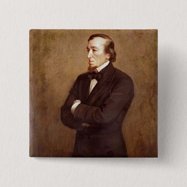 Portrait of Benjamin Disraeli 2 Inch Square Button (Front)