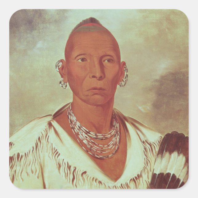 Portrait of Black Hawk, Indian Chief Square Sticker (Front)